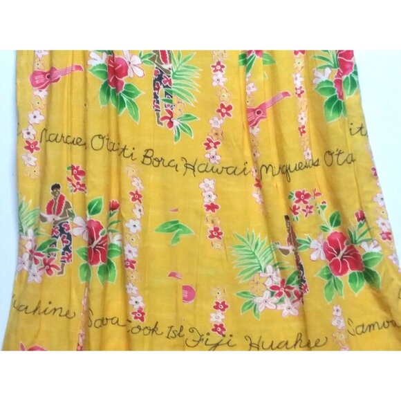 Jams World Janice Dress Long Maxi XXL Hawaiian Tropical Toile Pockets Yellow HTF - Picture 7 of 15